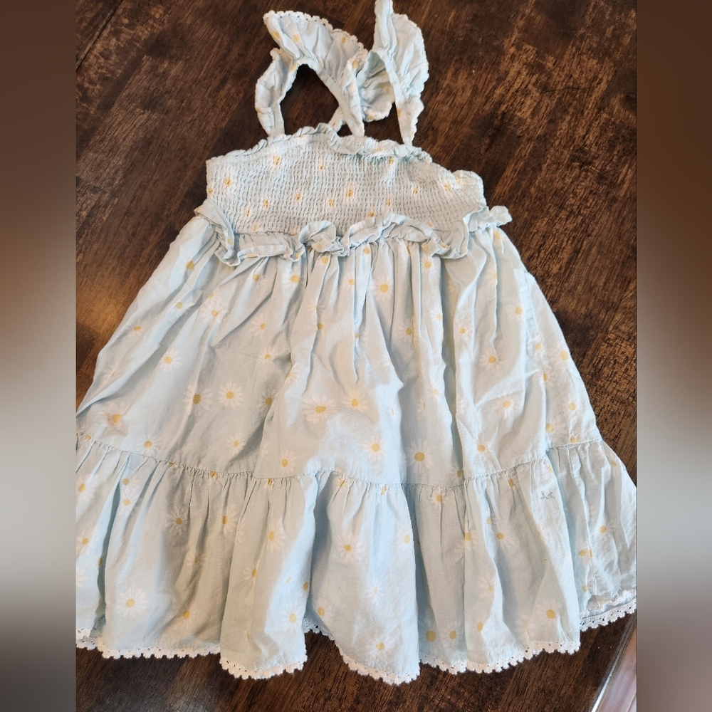 Cupcakes & Cashmere Toddler Girl Light Blue Daisy Smocked Sundress, SIZE 5T